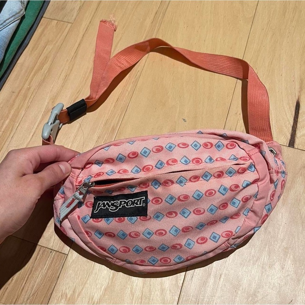 JanSport Pink and Blue Geometric Fanny Pack Bag